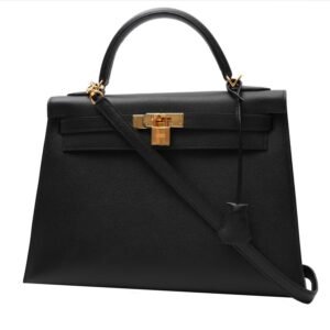 Hermès Kelly 32 cm handbag in black epsom leather