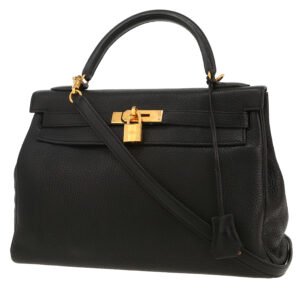 Hermès Kelly 32 cm handbag in black togo leather
