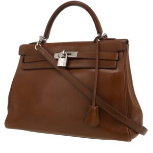 Hermès Kelly 32 cm handbag in brown Barenia leather