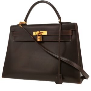 Hermès Kelly 32 cm handbag in brown box leather
