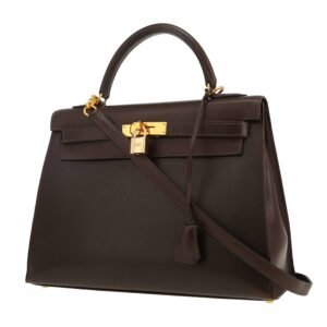 Hermès Kelly 32 cm handbag in brown box leather