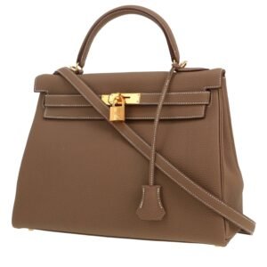 Hermès Kelly 32 cm handbag in etoupe togo leather