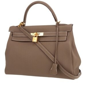 Hermès Kelly 32 cm handbag in etoupe togo leather
