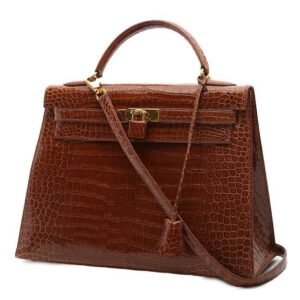 Hermès Kelly 32 cm handbag in Etruscan red crocodile