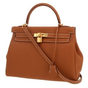 Hermès Kelly 32 cm handbag in gold togo leather