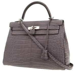 Hermès Kelly 32 cm handbag in grey alligator