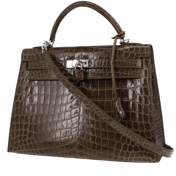 Hermès Kelly 32 cm handbag in Gris Éléphant niloticus crocodile