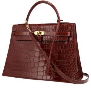 Hermès Kelly 32 cm handbag in havana brown crocodile