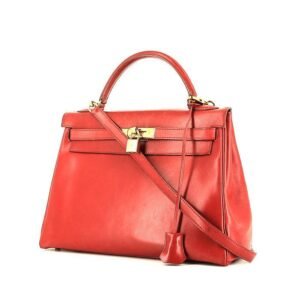 Hermès Kelly 32 cm handbag in red box leather