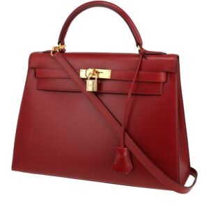 Hermès Kelly 32 cm handbag in red box leather