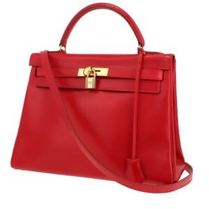 Hermès Kelly 32 cm handbag in red Vif box leather