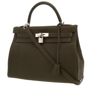Hermes Kelly 32 cm handbag in Vert de Gris togo leather