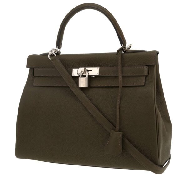 Hermes Kelly 32 cm handbag in Vert de Gris togo leather