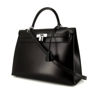 Hermes Kelly 35 cm handbag in black box leather