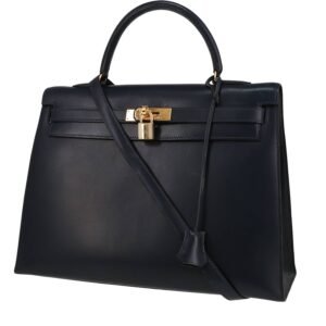 Hermès Kelly 35 cm handbag in blue box leather