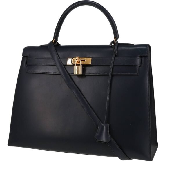 Hermès Kelly 35 cm handbag in blue box leather