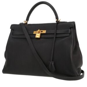 Hermès Kelly 35 cm handbag in blue leather taurillon clémence