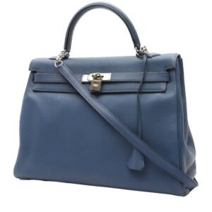 Hermès Kelly 35 cm handbag in blue togo leather