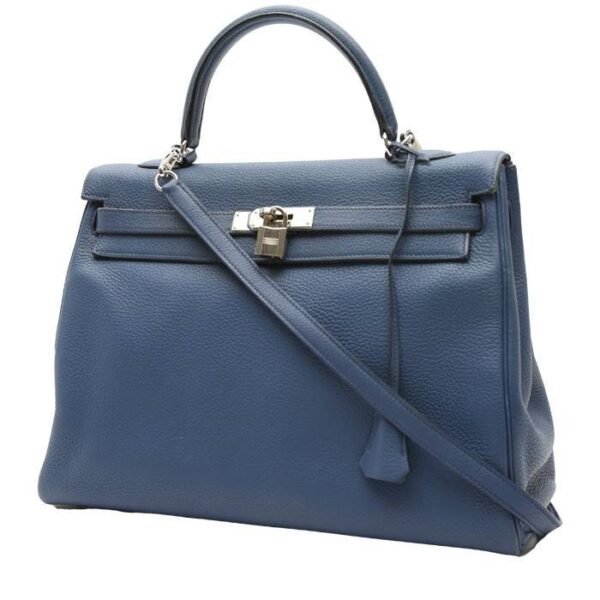 Hermès Kelly 35 cm handbag in blue togo leather