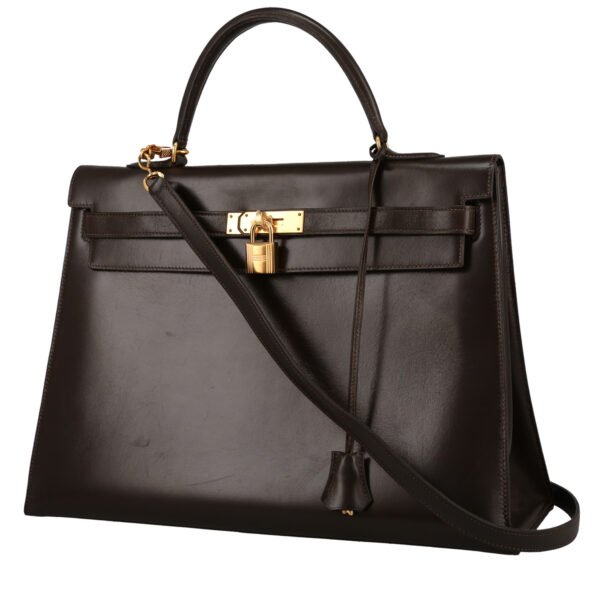 Hermès Kelly 35 cm handbag in brown box leather