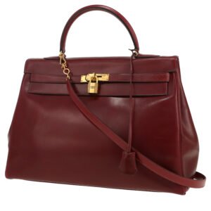 Hermès Kelly 35 cm handbag in burgundy box leather
