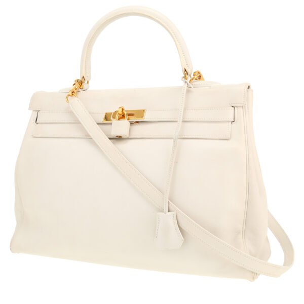 Hermes Kelly 35 cm handbag in white Swift leather
