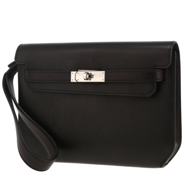 Hermès Kelly Dépêches pouch in black Evercolor leather