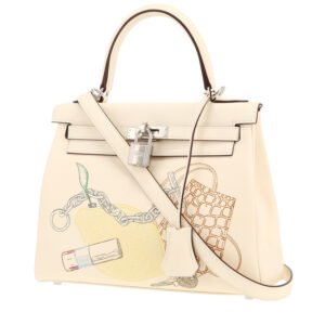 Hermès Kelly In&Out handbag in white Swift leather