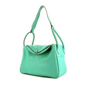 Hermes Lindy handbag in blue turquoise Swift leather