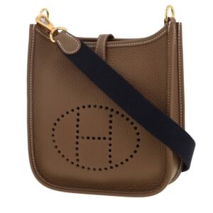 Hermès Mini Evelyne shoulder bag in etoupe leather taurillon clémence