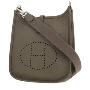 Hermès Mini Evelyne shoulder bag in grey leather taurillon clémence