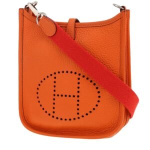 Hermès Mini Evelyne shoulder bag in orange leather taurillon clémence
