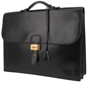 Hermès Sac à dépêches briefcase in black box leather