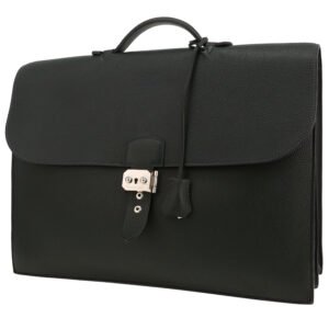 Hermès Sac à dépêches briefcase in grey océan togo leather