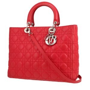 Lady Dior large model handbag in red leather cannage