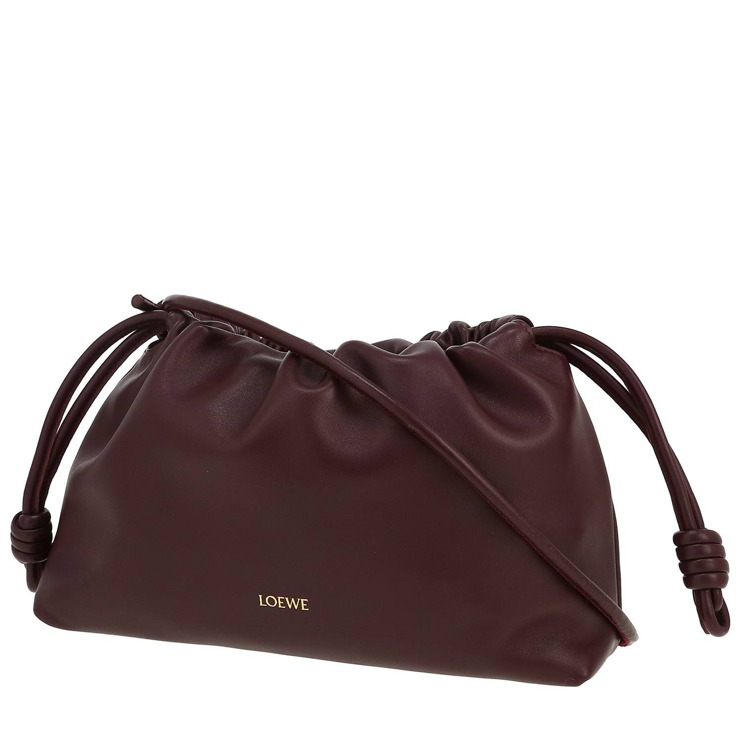 Loewe Flamenco Knot shoulder bag in burgundy leather