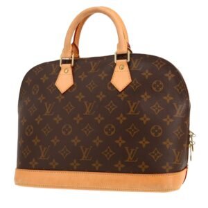 Louis Vuitton Alma handbag in brown monogram canvas and natural leather