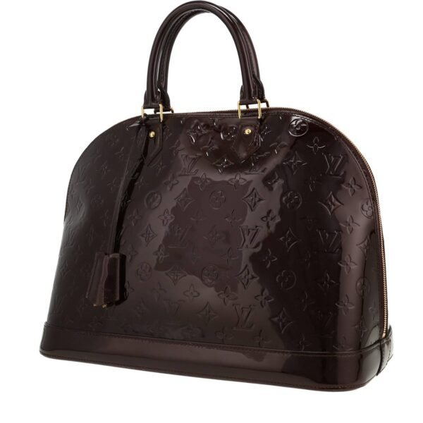 Louis Vuitton Alma large model handbag in plum monogram patent leather