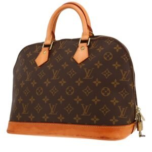 Louis Vuitton Alma medium model handbag in brown monogram canvas and natural leather