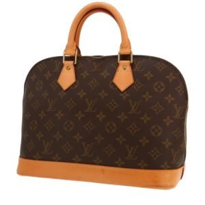 Louis Vuitton Alma medium model handbag in brown monogram canvas and natural leather