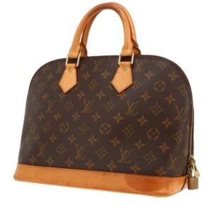 Louis Vuitton Alma medium model handbag in brown monogram canvas and natural leather