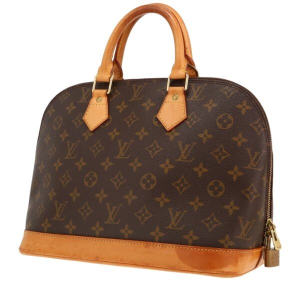 Louis Vuitton Alma medium model handbag in brown monogram canvas and natural leather