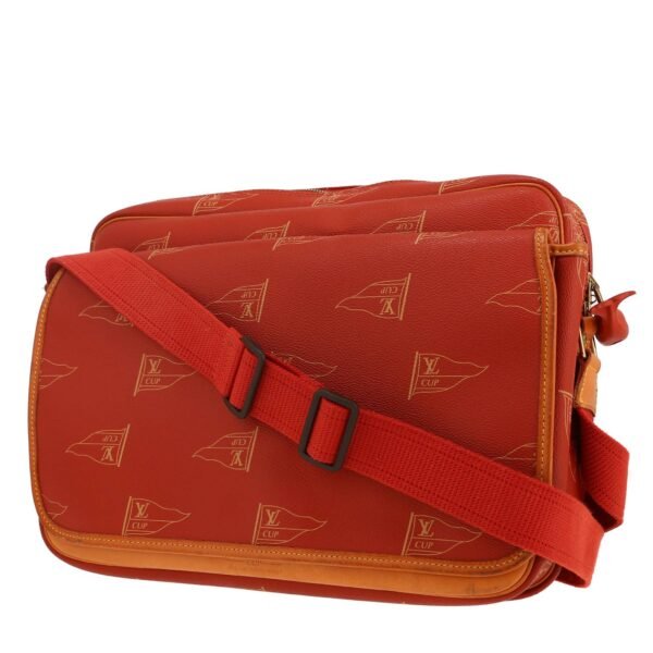 Louis Vuitton America's Cup shoulder bag in red monogram canvas and natural leather