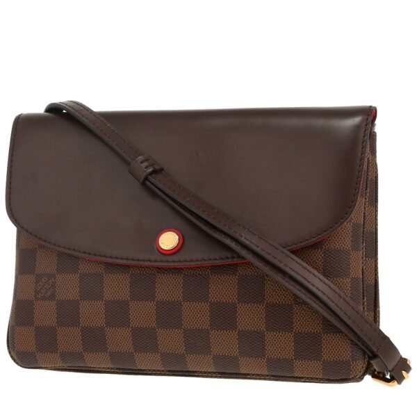 Louis Vuitton Aurore shoulder bag in ebene damier canvas and brown leather