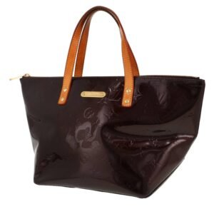 Louis Vuitton Bellevue small model handbag in burgundy monogram patent leather and natural leather