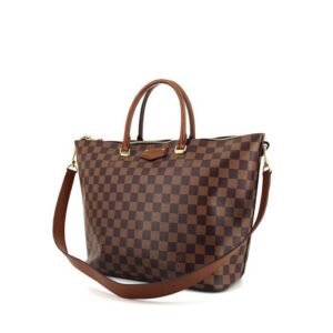 Louis Vuitton Belmont shopping bag in ebene damier canvas and brown leather