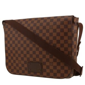 Louis Vuitton Brooklyn shoulder bag in ebene damier canvas and brown leather