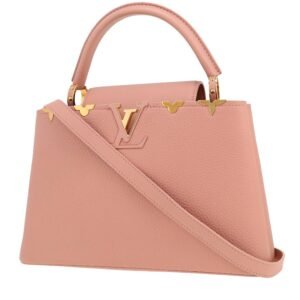 Louis Vuitton Capucines medium model handbag in pink leather taurillon clémence