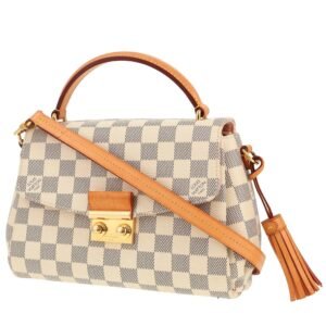 Louis Vuitton Croisette shoulder bag in azur damier canvas and natural leather