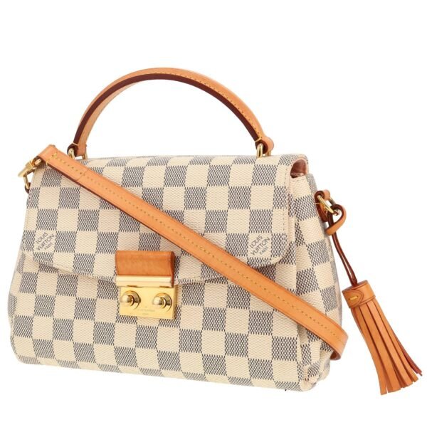 Louis Vuitton Croisette shoulder bag in azur damier canvas and natural leather